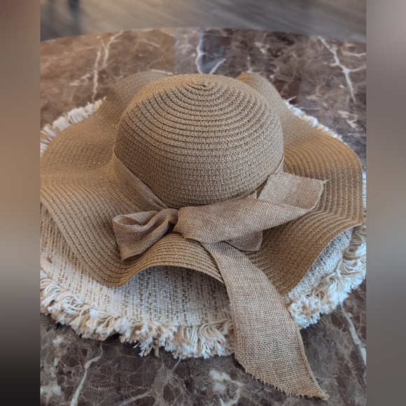 SHEIN Tan Wide Brim Hat with Bow - Picture 2 of 5